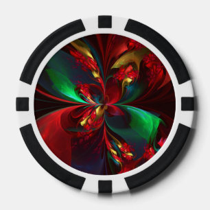 Modern Floral Abstract Art Red Green Pattern #11 Poker Chips