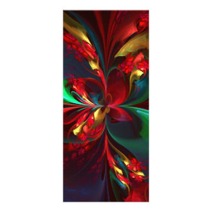 Modern Floral Abstract Art Red Green Pattern #11 Rack Card