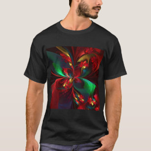 Modern Floral Abstract Art Red Green Pattern #11 T-Shirt