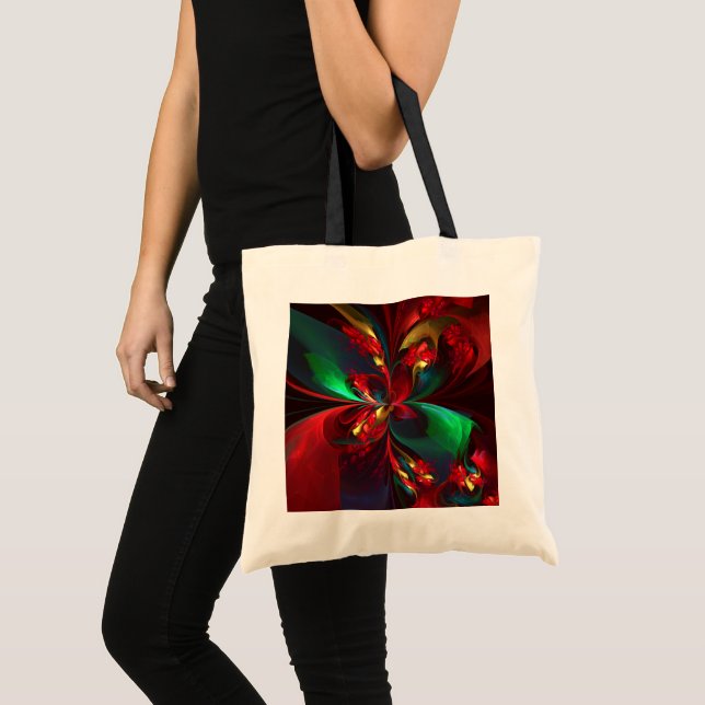 Modern Floral Abstract Art Red Green Pattern #11 Tote Bag (Front (Product))