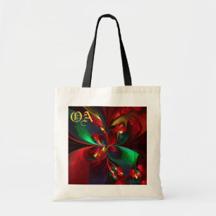 Modern Floral Abstract Art Red Green Pattern #11 Tote Bag