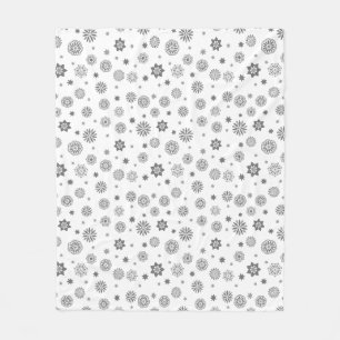 Modern floral abstrakt black and white design fleece blanket