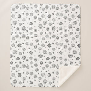 Modern floral abstrakt black and white design  sherpa blanket