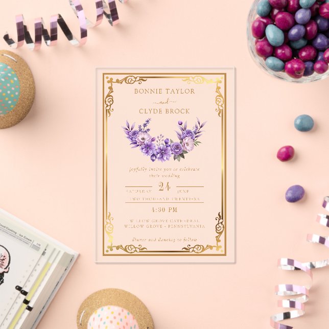 Modern Floral Acrylic Wedding Invitation Suite (Insitu (Celebration))