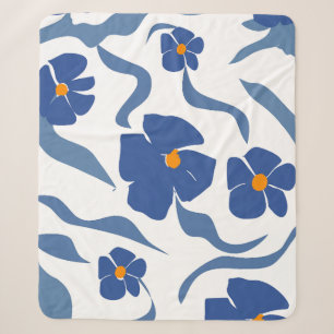 Modern Floral Aesthetic Coastal Summer Sherpa Blanket