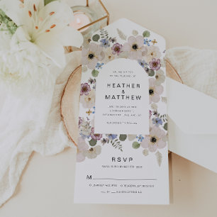 Modern Floral All in One Wedding Invite