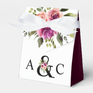 Modern Floral Ampersand Plum Pink Peach & Black Favour Box