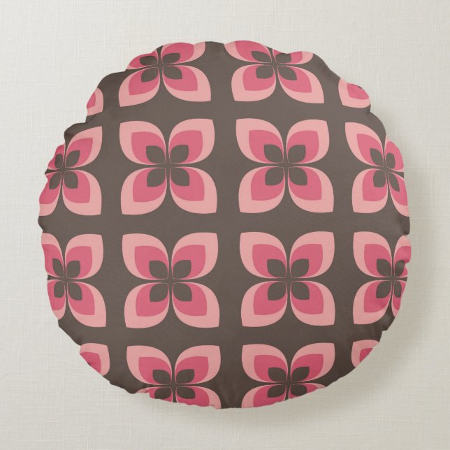 Modern Floral Art Design Round Cushion (Front)