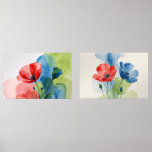 Modern Floral Art for Decoration<br><div class="desc">A delicate watercolor paintings of red poppies and a blue cocoon that convey freshness,  life and harmony. Ideal for decorating rooms,  bedrooms or creative spaces. This floral design combines bright colors of red,  blue and green,  perfect as an artistic gift for nature lovers,  botanist or contemporary art.</div>