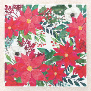 Modern Floral Art Glass Coaster