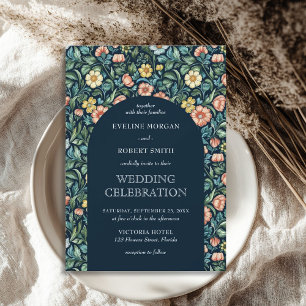 Modern floral Art Nouveau William Morris wedding Invitation