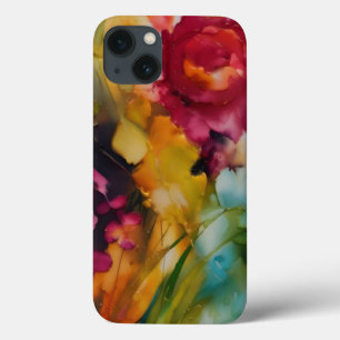 Modern floral art, vibrant colours  iPhone 13 case
