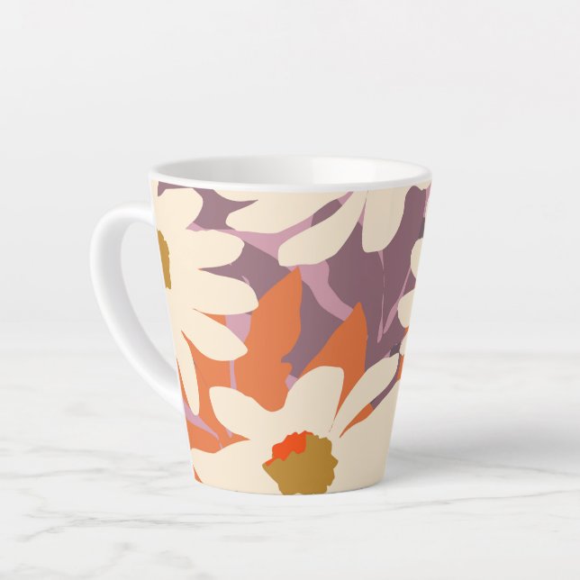 Modern Floral Artistic Daisies Nature Home Decor   Latte Mug (Left Angle)