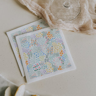 Modern Floral  Baby In Bloom Baby Shower Napkin