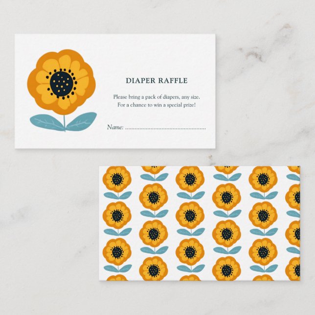 Modern Floral Baby Shower Diaper Raffle Enclosure Card (Front/Back)