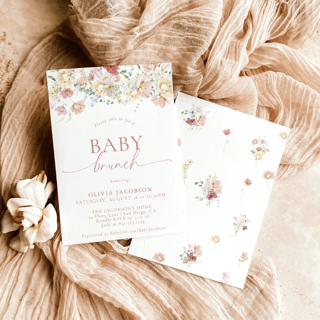 Modern Floral Baby Shower, Girl Pink Baby Brunch Invitation (Creator Uploaded)