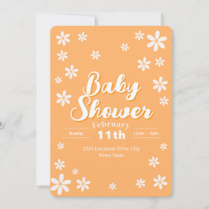 Modern Floral Baby Shower - Orange Daisy Custom Invitation