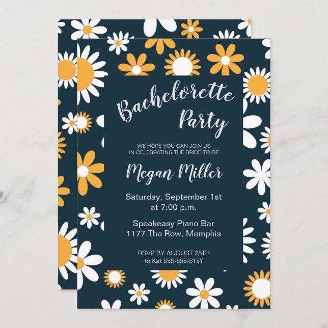 Modern Floral Bachelorette Party Invitation (Front/Back)