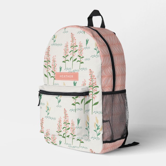 Modern Floral Backpack (Back Corner Right)