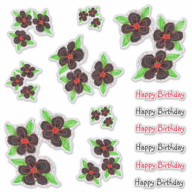 Modern Floral Birthday Stickers (Front)