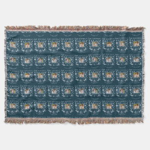 Modern Floral Birthday Typography Photo Doodle Throw Blanket