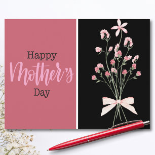 Modern Floral Black and Blush Mother's Day Holiday Postcard