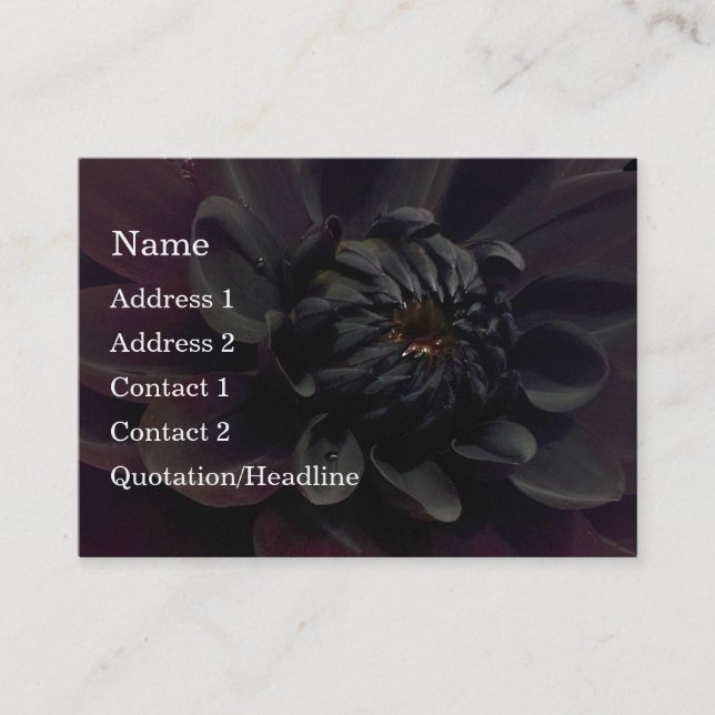Modern Floral Black Dahlia Flower Business Card (Front)
