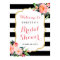 Modern Floral Black Stripes Bridal Shower Sign