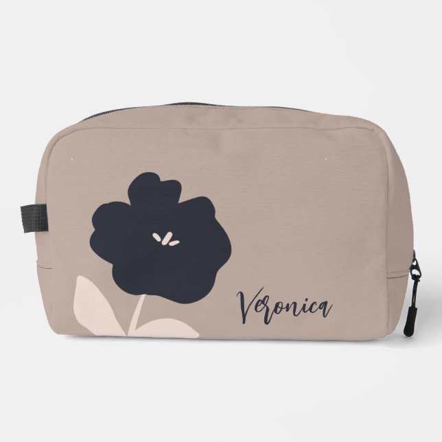 Modern Floral Blooms Custom Name  Dopp Kit (Front)