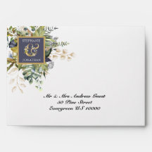 Modern Floral |Blue & Green w Ampersand Wedding