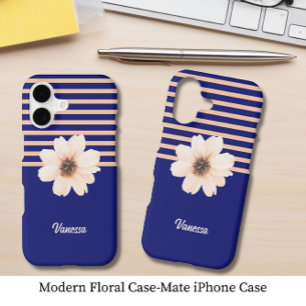 Modern Floral Blue Peach