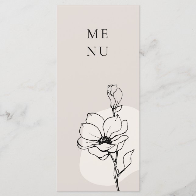 Modern Floral Bohemian Wedding Menu (Front)