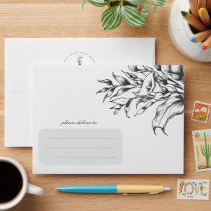 Modern Floral Boho Calla Lily White Wedding Envelope