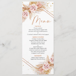 Modern Floral Boho With Pampas Grass Menu