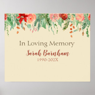 Modern Floral Border Personalised Memorial Print