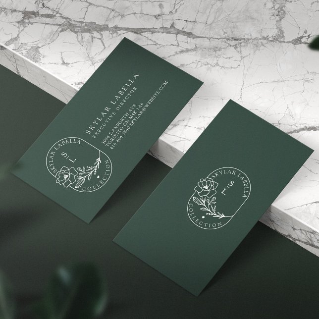 Modern Floral Botanic Line-Art Logo & Monogram Business Card (Creator Uploaded)
