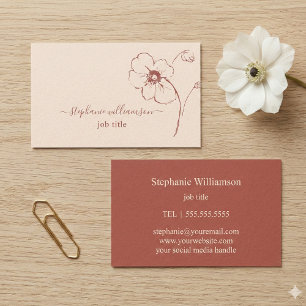 Modern Floral Botanical Line Art Business Card