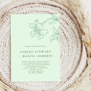 Modern Floral Botanical Sage Green Wedding Invitation