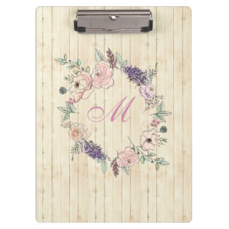 Modern Floral Botanical Watercolor Floral Wood Clipboard
