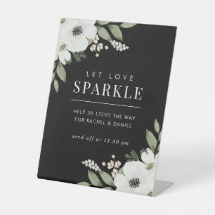 Modern Floral Botanical Wedding Sparkler Send Off Pedestal Sign