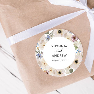 Modern Floral Botanical Wedding Sticker