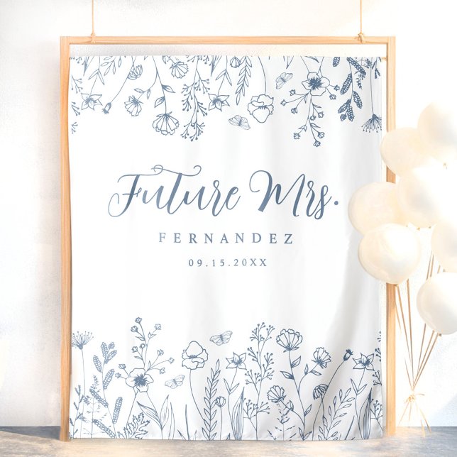 Modern Floral Bridal Shower Backdrop Tapestry (Creator Uploaded)