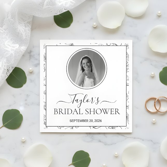 Modern Floral Bridal Shower Custom Photo Napkins (Creator Uploaded)