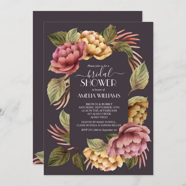 Modern Floral Bridal Shower Invitations (Front/Back)