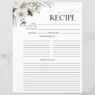 Modern Floral Bridal Shower Recipe Binder Page