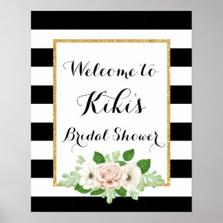 Modern floral bridal shower welcome sign