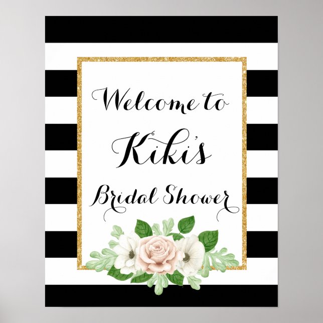 Modern floral bridal shower welcome sign (Front)