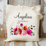 Modern Floral Bridesmaid Personalised Tote Bag<br><div class="desc">Check out over 100 popular styles of wedding tote bags from the "Wedding Tote Bags" collection of my shop!</div>