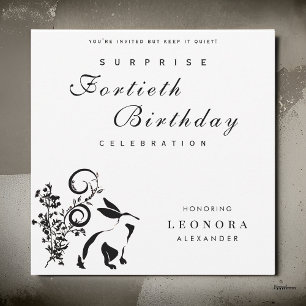 Modern Floral Bunny ANY Surprise Birthday Party Invitation