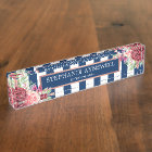 Modern Floral Burgundy Navy Stripes Watercolor